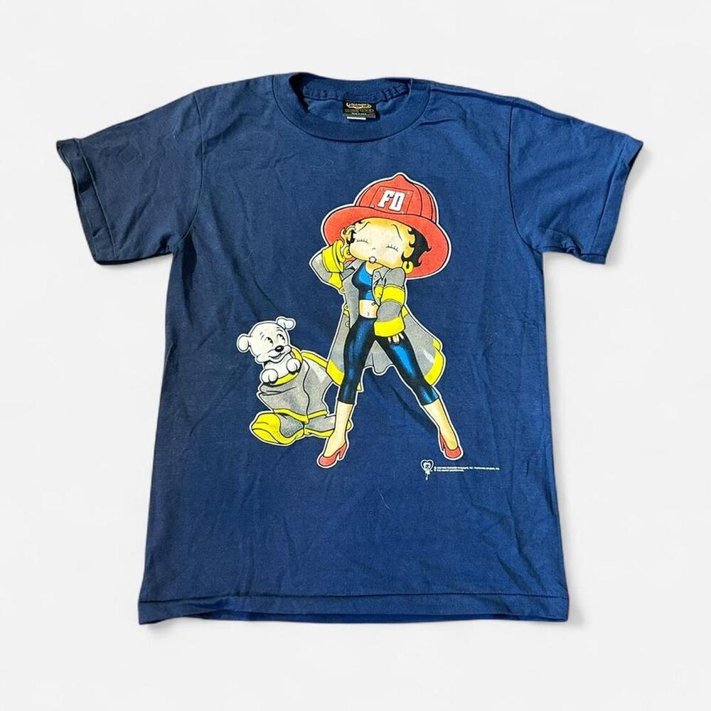 Vintage 1998 Betty Boop firefighter pudgy single stitch tee shirt with back hit